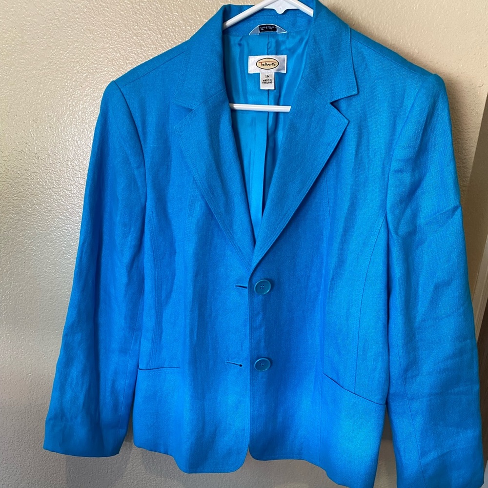Talbots linen jacket-Turquoise